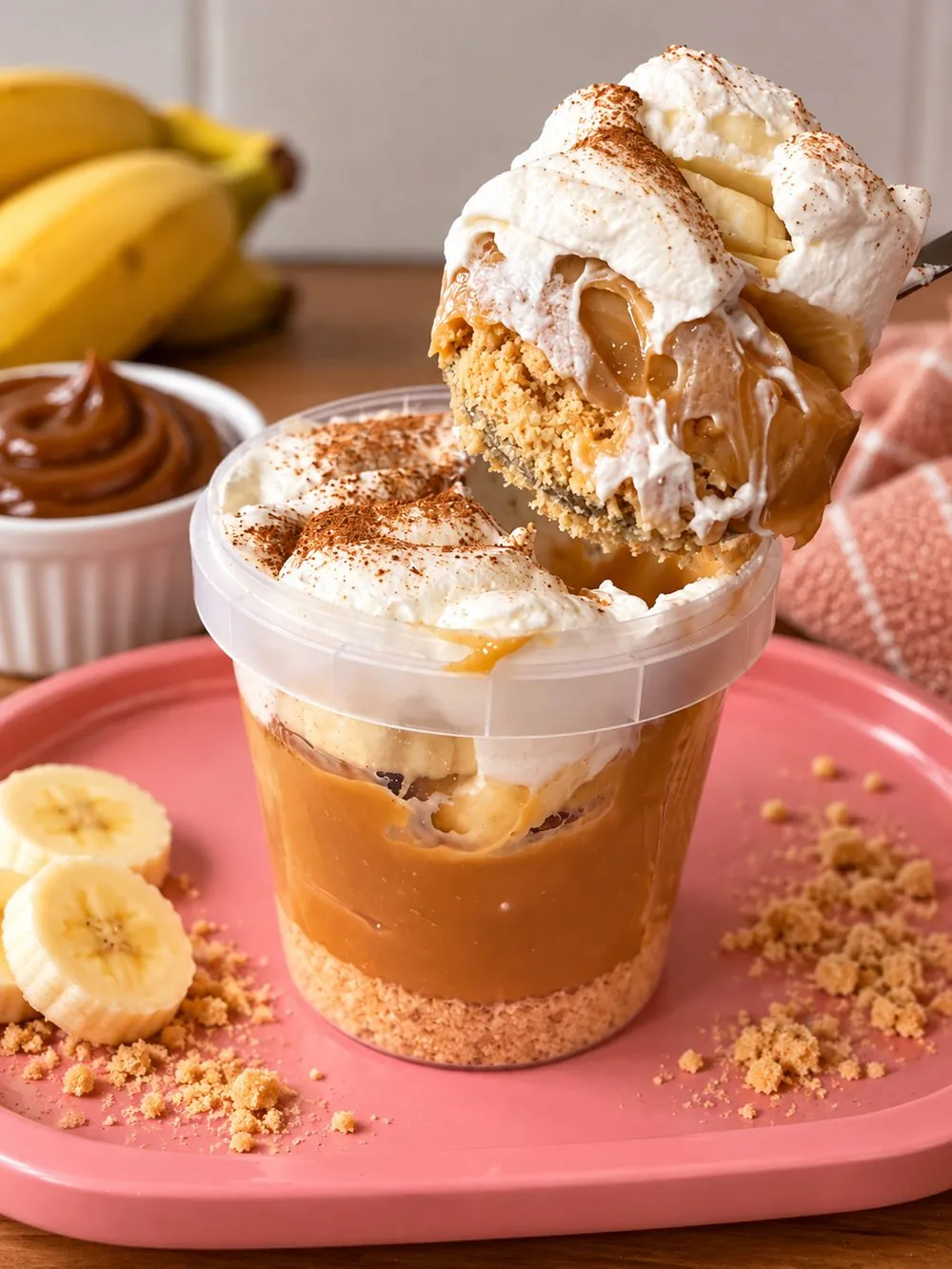 Banoffee: Banana, doce de leite e creme, em camadas