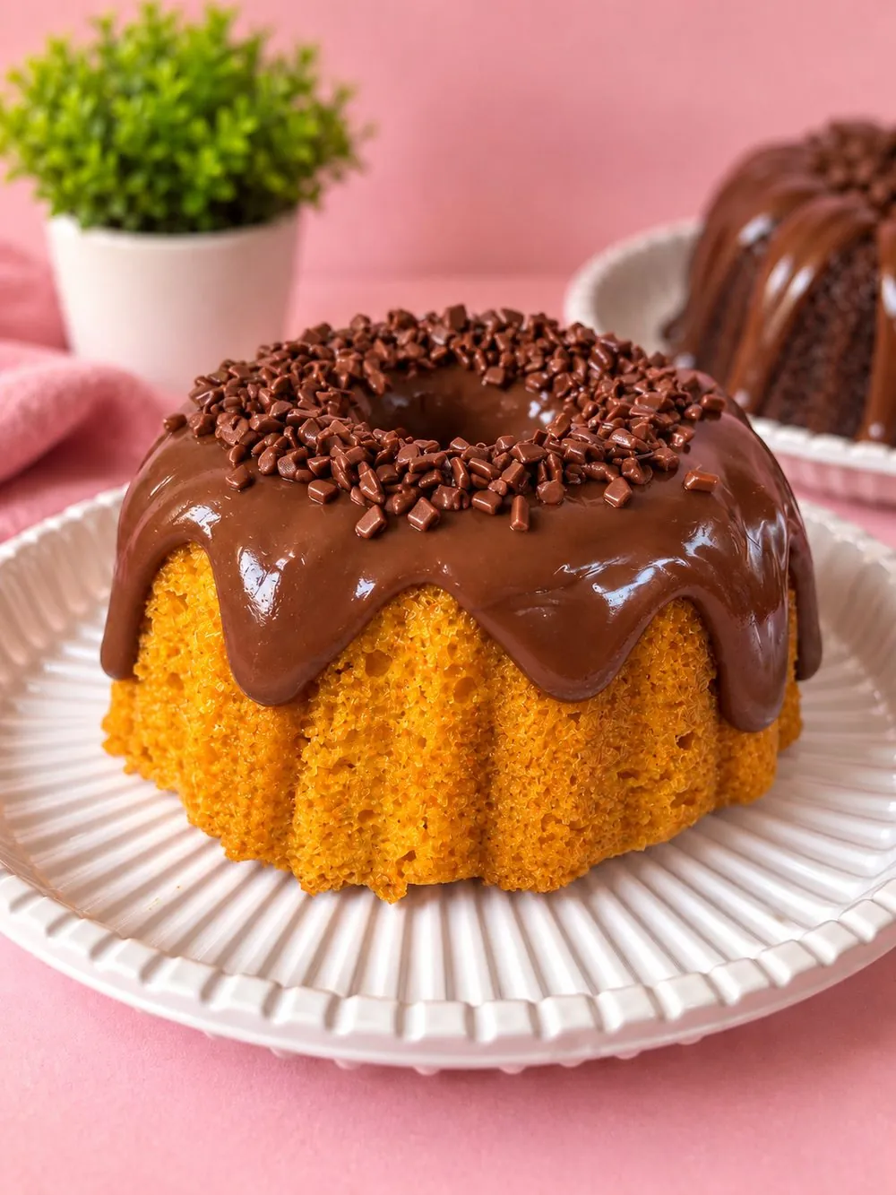 Vulcão cenoura com chocolate: Massa de cenoura fofinha com cobertura de brigadeiro de chocolate nobre